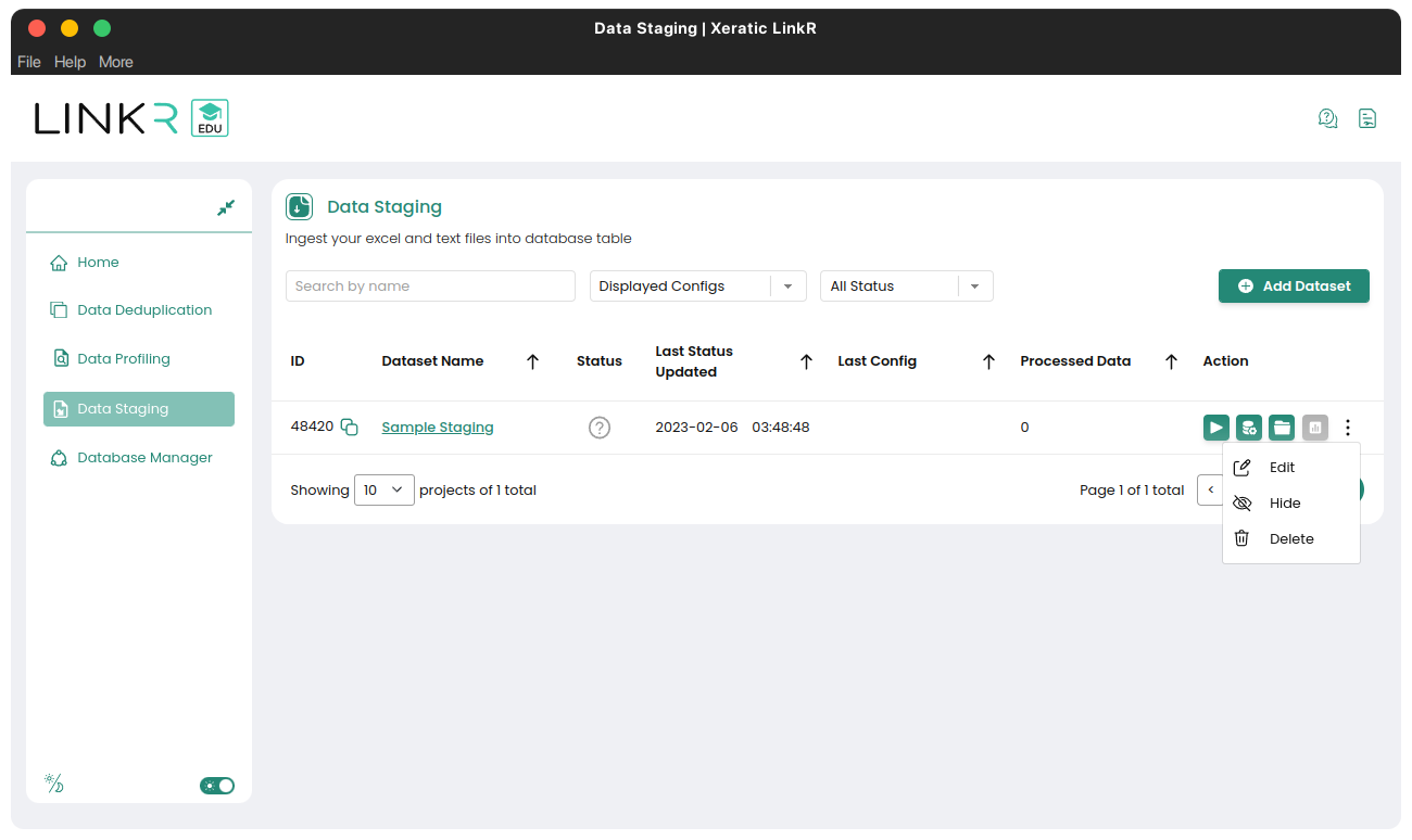 Staging data